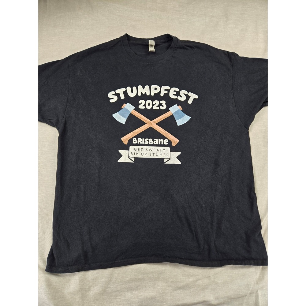 Gildan Mens Stumpfest 2023 Brisbane Graphic‎ T-Shirt Black 2XL Heavy Cotton